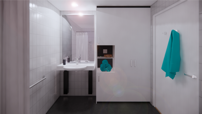 Bathroom in SDA accommodation in Marine Quarter Southport